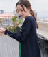 【新色追加】ボタン付きロングリブカーディガン